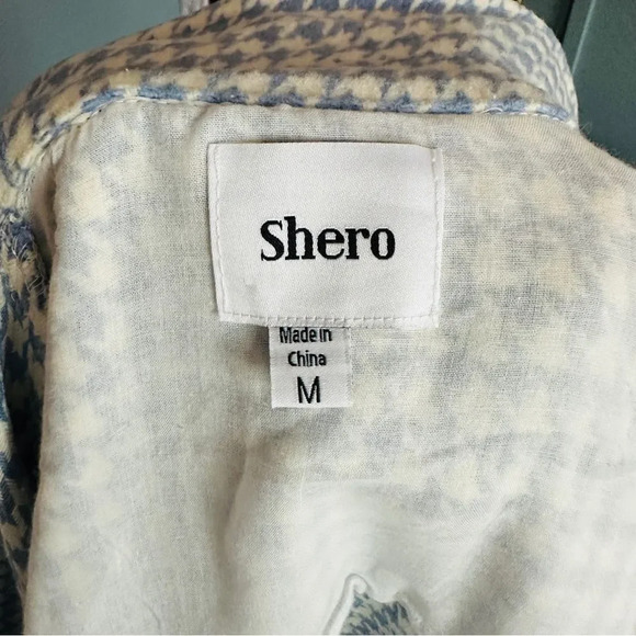 Shero Houndstooth Tassel Trim Blue and White Fringe Shacket Jacket - Picture 12 of 13